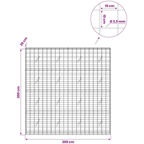  Gabion s žicom debljine 3,5 mm i mrežom 10x10 cm 200x20x200 cm Slike