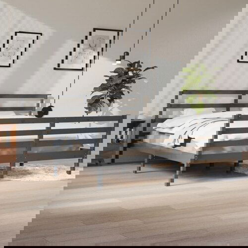 Furnova Posteljni okvir siv iz trdne borovine 200x200 cm, (21935220) Slike