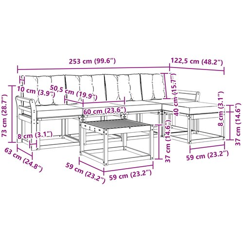  Set vanjskih sofa 6 kom. Prirodna i svjetlosiva Slike