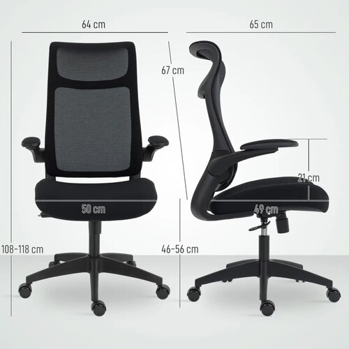  Ergonomska uredska stolica 3D nasloni za ruke mrežasti naslon naslon za glavu funkcija nagiba crna Slike