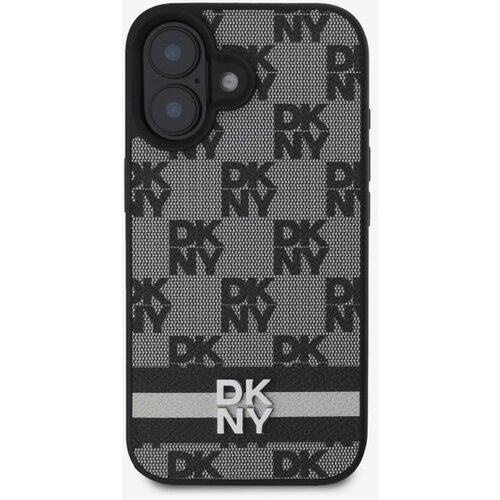 Dkny PU Leather Checkered Pattern and Stripe Zadn&amp;iacute; Kryt pro iPhone 16 Black Ovitek za telefon Vijolična Slike