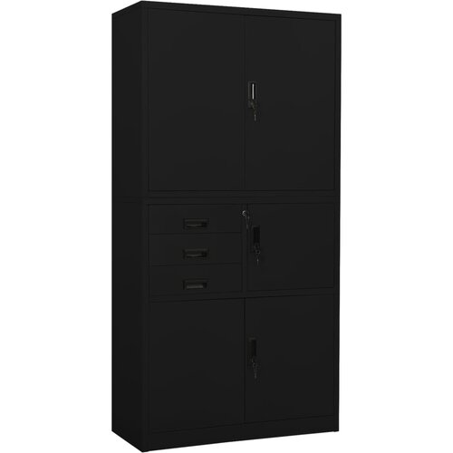  Uredski ormarić crni 90 x 40 x 180 cm čelični Cijene