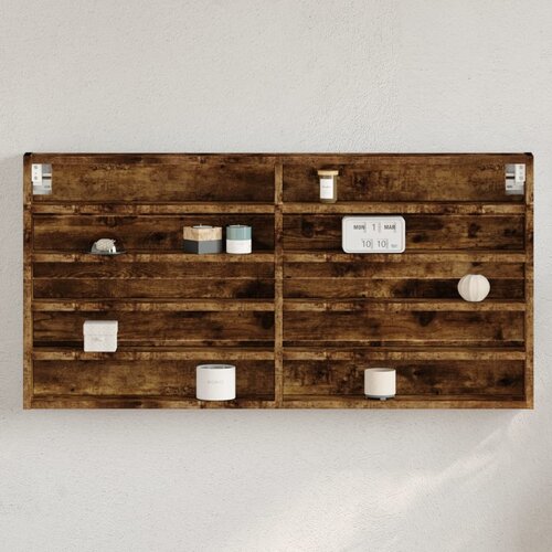 vidaXL Vitrina dimljeni hrast 100x8,5x50 cm inženirski les Cene