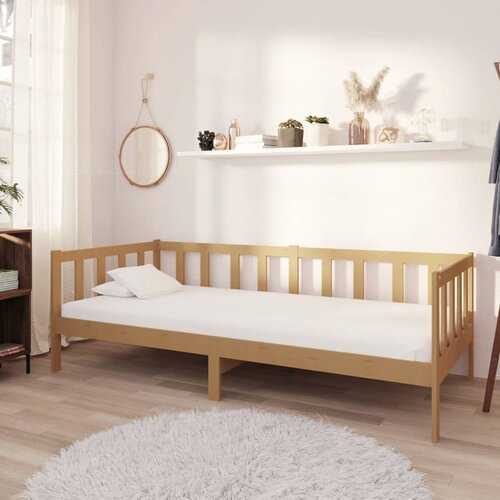 The Living Store Dnevna postelja z vzmetnico 90x200 cm medeno rjava borovina - Dnevna Postelja, (21508552) Slike