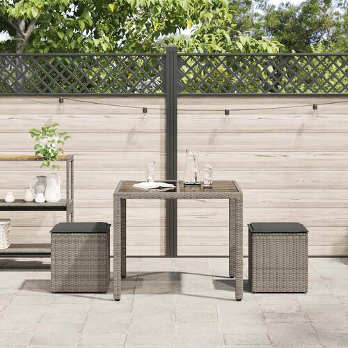  Vrtni tabure s jastucima 2 kom sivi 40x40x43 cm poliratan Slike