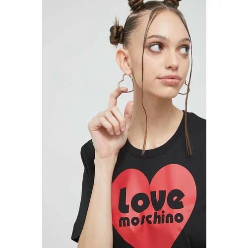 Love Moschino Pamučna majica boja: crna