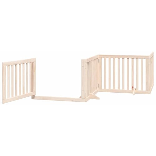  Vrata za pse s vrata&amp;scaron;cima 8 panela sklopiva 640 cm drvo topole Smeđa 80 x 60 x 2 cm Slike