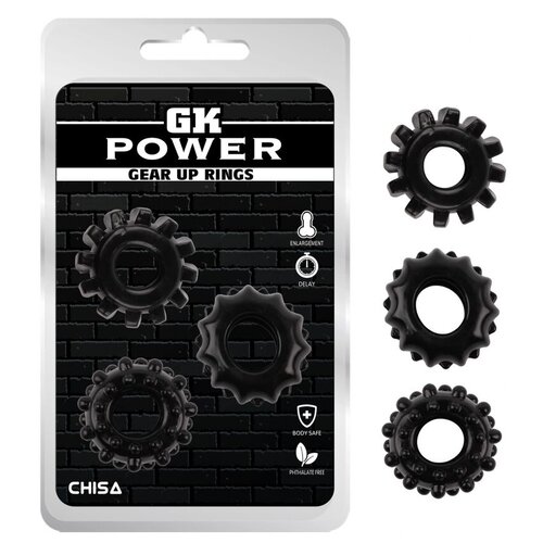  Prsten za penis Gear Up Rings, Crni Slike