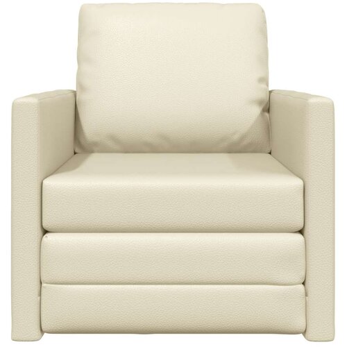 VidaXL Fotelja na razvlačenje 2-u-1 Krem 74x77x81 cm Ve&amp;scaron;tačka koža Slike