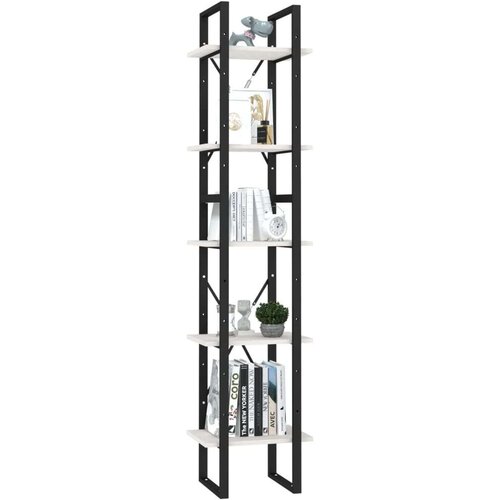 VidaXL Knjižna omara 5-nadstropna bela 40x30x175 cm borovina Slike