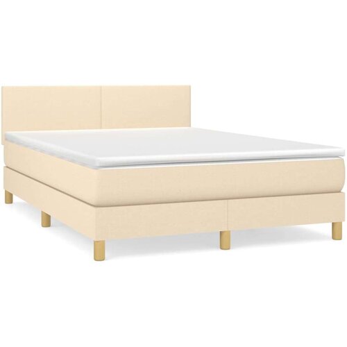 VidaXL Krevet s oprugama i madracem krem 140 x 190 cm od tkanine Slike