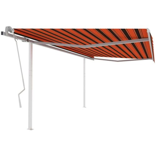 vidaXL Ročno zložljiva tenda s stebrički 4x3 m oranžna in rjava Cene