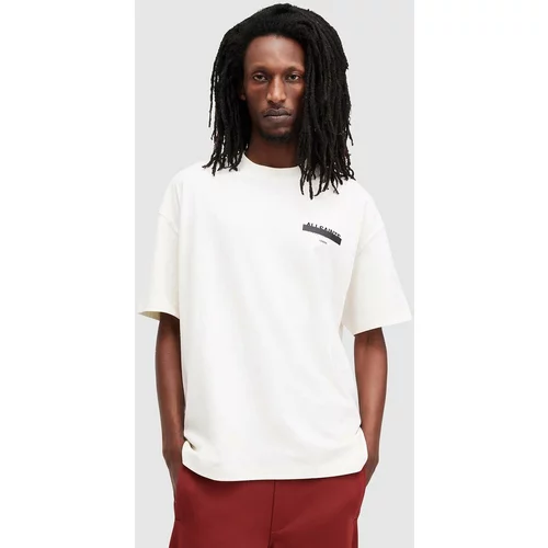 AllSaints Bombažna kratka majica REDACT moška, bela barva