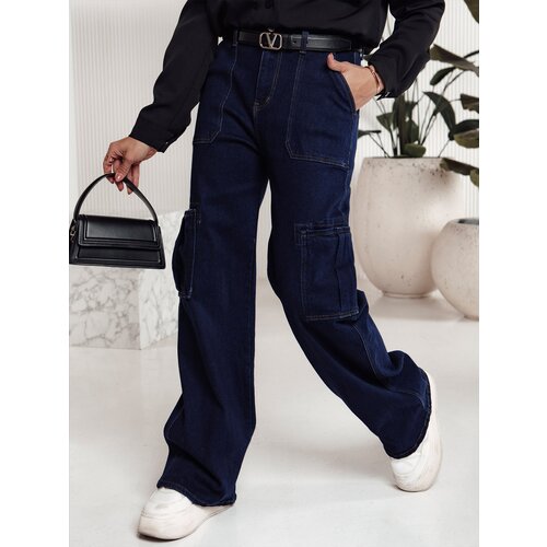 DStreet Spodnie damskie FITZONE jeansowe cargo ciemnoniebieskie Cene
