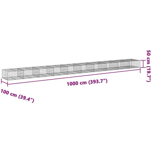  Gabionska ko&amp;scaron;ara s poklopcem 1000x100x50 cm pocinčano željezo Slike