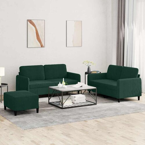  3-dijelni set sofa tamnozeleni baršunasti Cene
