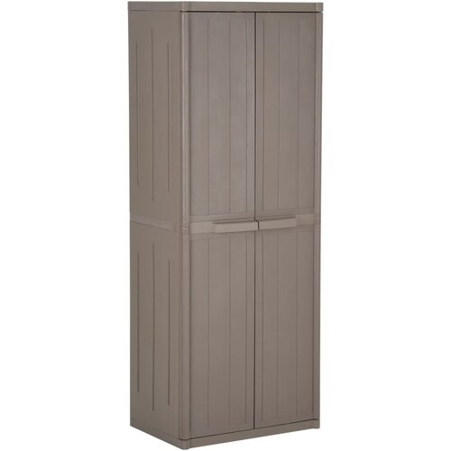 VidaXL Vrtni ormarić za pohranu smeđi 65x45x172 cm PP s izgledom drva Slike