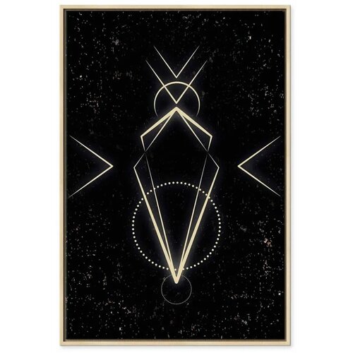  Slika - Symmetry of Shapes (1-part) - Graphic Motif in Black Shade 80x120 U prirodnom drvenom okviru Slike