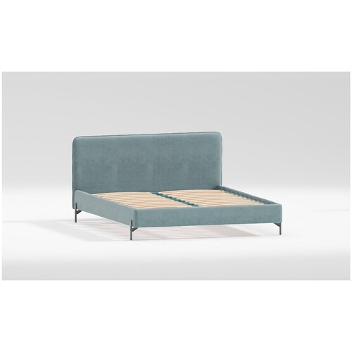 Ropez Svetlo modra oblazinjena postelja z letvenim dnom 90x200 cm Barker &amp;ndash; Slike