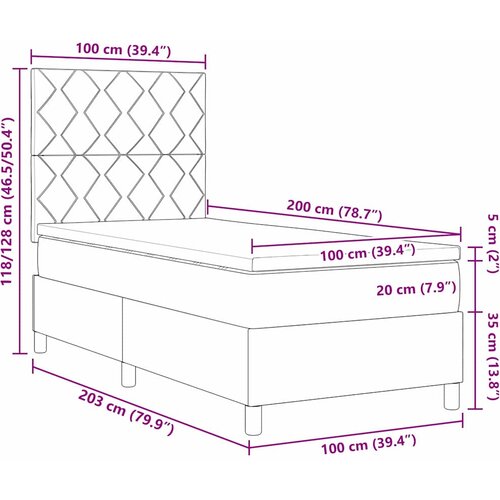  Krevet s opruga kutije Tamno siva 100 x 200 cm tkanina Slike