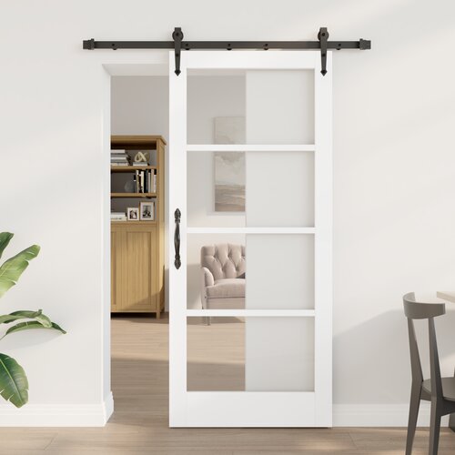vidaXL Drsna vrata s kompletom strojne opreme 'ORKDAL'bela 78x202 cm, Notranja vrata s steklom 'ORKDAL'bela 78x202x4 cm Cene