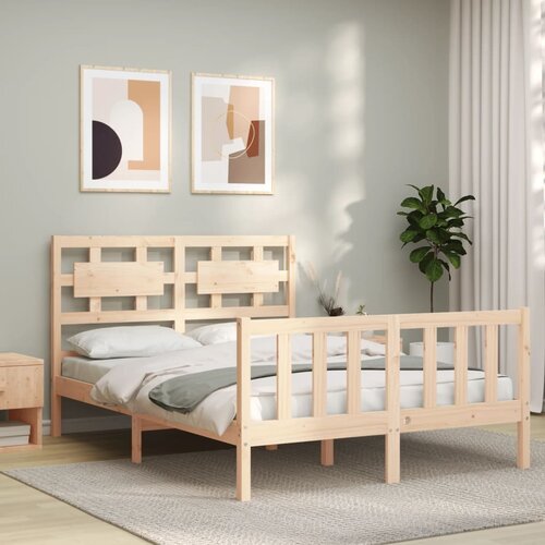 VidaXL Okvir kreveta s uzglavljem 120 x 200 cm od masivnog drva Slike