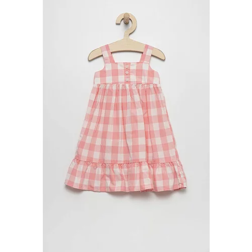 GAP Dječja pamučna haljina boja: ružičasta, midi, širi se prema dolje