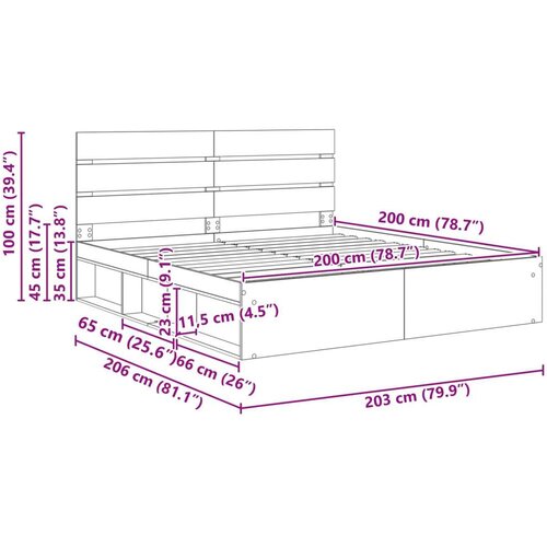  Okvir za krevet s uzglavljem Dimljeni hrast 200 x 200 cm Slike