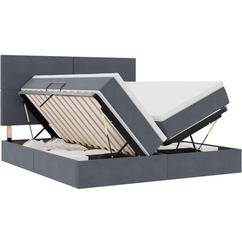  Krevet s od storage s madracem Tamno siva 200 x 200 cm Bar&amp;scaron;un - Tamno siva 200 x 200 cm Gladak dizajn Slike