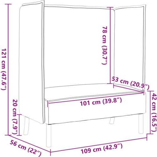  Visoki kauč plavi 109x56x121 cm tkanina Slike