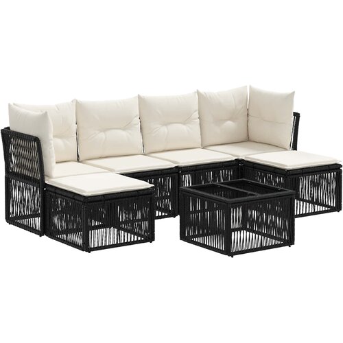 vidaXL Vrtna sedežna garnitura 7 pcs Črna poli ratan, (5000271759) Cene
