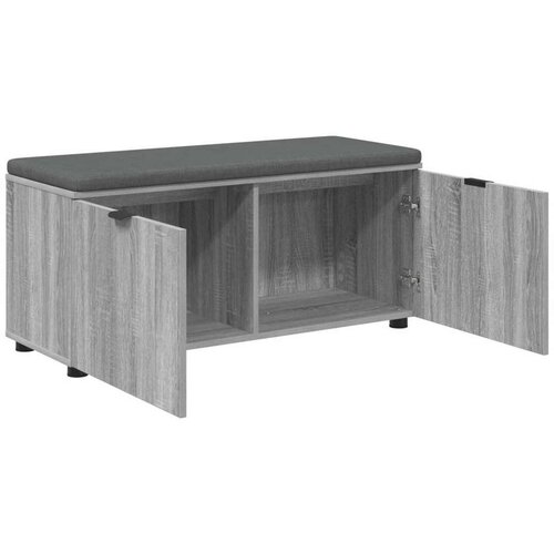  Klupa za hodnik s jastukom Siva Sonoma 100 x 38 x 46 cm Slike