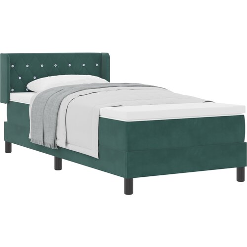 vidaXL Box Spring postelja z vzmetnico temno zelena 90x190 cm žamet Cene