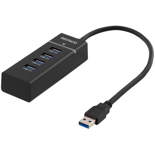 Deltaco HUB 3.0 4xUSB-A aluminijast, črn Cene