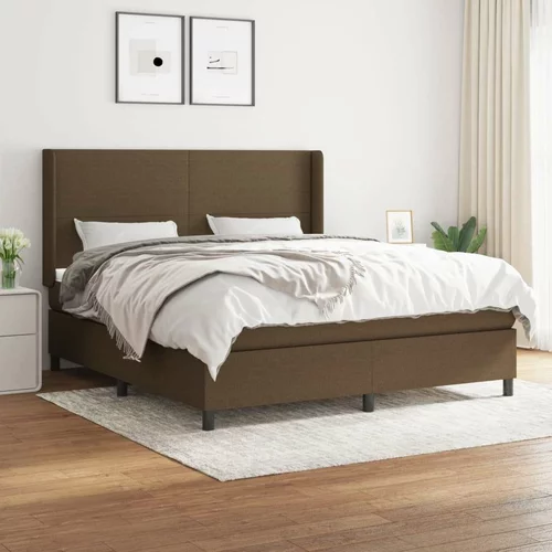  Box spring postelja z vzmetnico temno rjava 180x200 cm blago, (20892578)