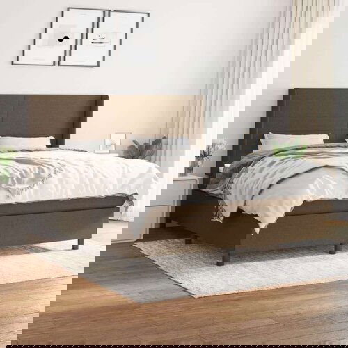  Krevet s oprugama i madracem tamnosmeđi 180x200 cm tkanina Slike