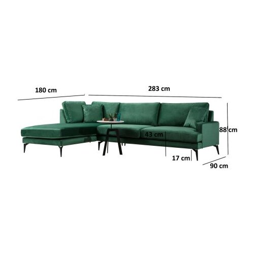  Kutna sofa 90x88x283cm Zelena Slike