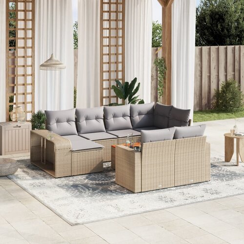 vidaXL 11-dijelni set vrtnih sofa od poliratana s jastucima bež Cijene