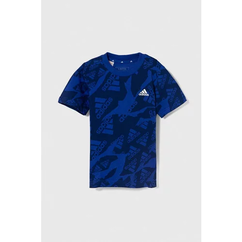 Adidas Otroška bombažna kratka majica mornarsko modra barva