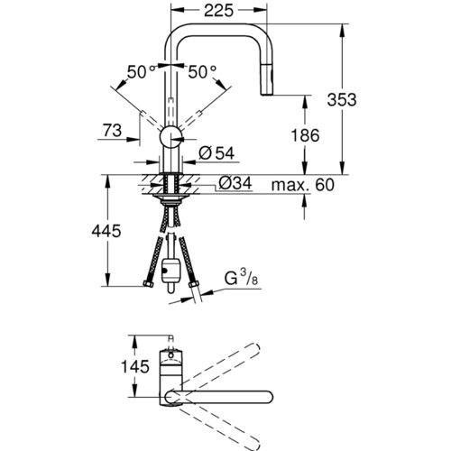 Grohe izvlečna enoročna kuhinjska armatura Minta - supersteel, U izliv (32322DC2) Slike