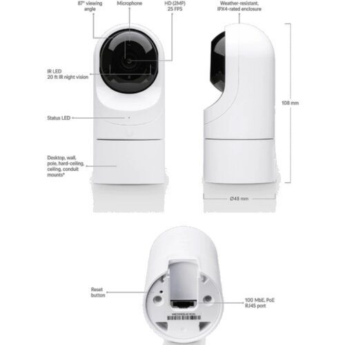 Ubiquiti IP kamera sa mikrofonom 2Mpix UVC-G3-FLEX,Bela,IPX4 Cene
