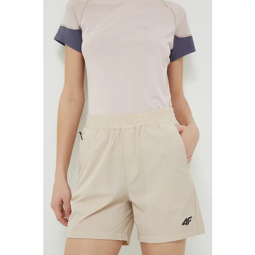 4f Kratke outdoor hlače boja: bež, glatki materijal, srednje visoki struk