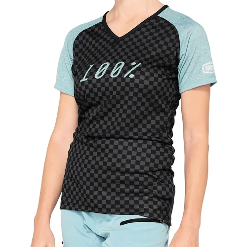 100% Dámský cyklistický dres Airmatic Women's Jersey Seafoam Checkers