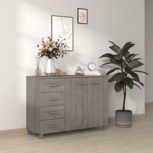 The Living Store Komoda HAMAR svetlo siva 113x40x80 cm trdna borovina - Komoda, (21662691) Cene