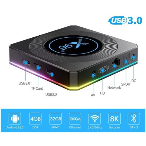 Gembird GMB-X96 X4 4/32GB smart TV box S905X4 quad/ Mali-G31MP 8K/ KODI Android 11.0 Cene