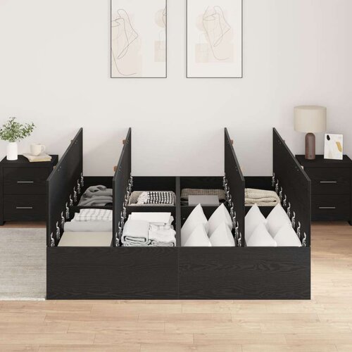 Okvir kreveta za pohranu Crni hrast 150x200 cm Slike