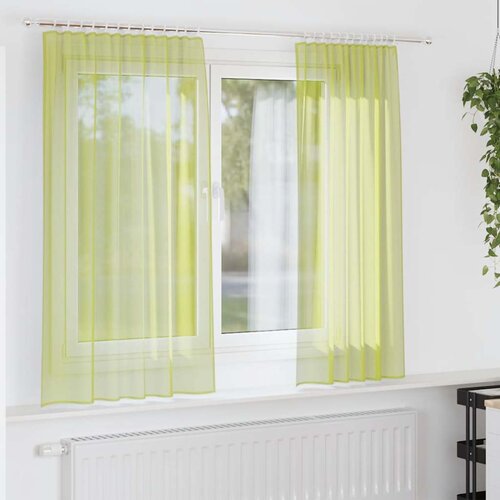 Voile zavjese s džepovima za &scaron;ipke 2 kom. jabukasto zelene Zelena 140 x 175 cm Cene