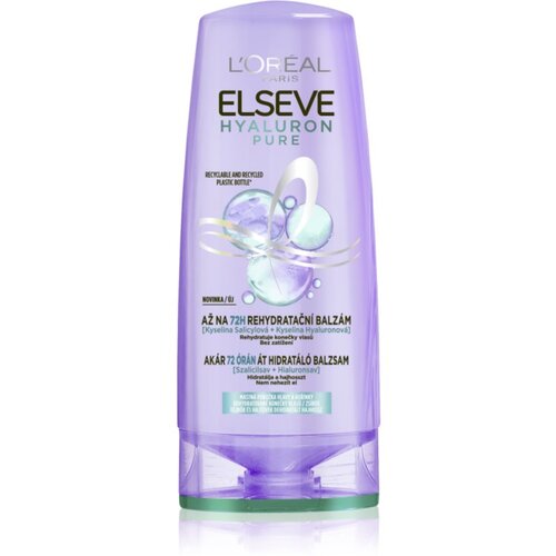 L&amp;acute;Or&amp;eacute;al Paris Elseve Hyaluron Pure balzam za lase za mastno lasi&amp;scaron;če in suhe konice 200 ml Slike