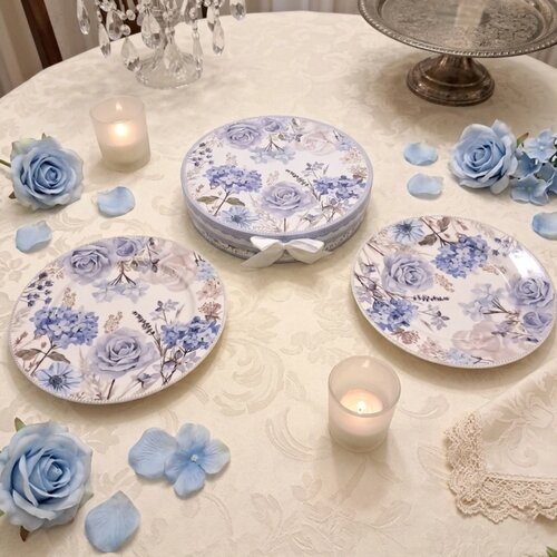 Tanjir DEZERTNI SET 2/1 OP25437 PLAVO CVEĆE 19 CM WY Slike