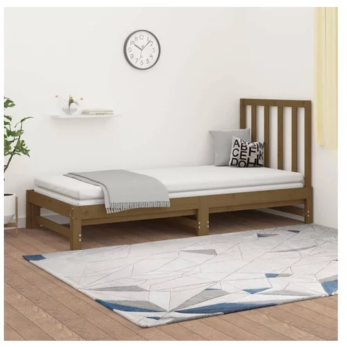  Izvlečna dnevna postelja medeno rjava 2x(90x200) cm borovina